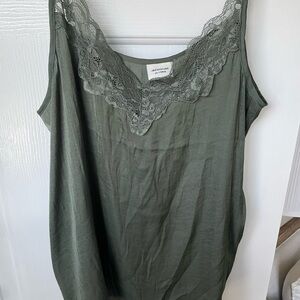 Jacqueline de Yong Green Lace Trim Tank Top. From Spain